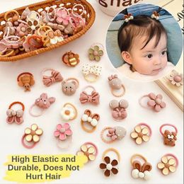 20PcsSet Cute Cartoon Bear Rabbit Hair Band Girls Elastic Rubber Band Headwear Flower Bow Baby Kids Hair Accessories Ornaments 240118