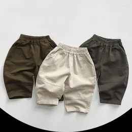 Trousers 2024 Spring Baby Loose Cotton Kids Girls Boys Solid Casual Pants Toddler Versatile Harem Children Clothes