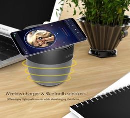Wireless charger bluetooth speaker for Mobile phone o Player 2500mAh Support USB Portable Small Speakers phone holder5128095