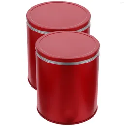 Storage Bottles 2 Pcs Tinplate Tea Home Accents Decor Household Canisters Jar Loose Leaf Containers With Lids