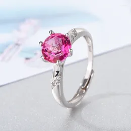 Cluster Rings Natural Topaz Simple 925 Silver Pink Ring For Daily Wear 8mm 2ct VVS Grade Sterling Jewellery