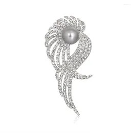 Brooches Elegant Wing Rhinestone For Women Classic Pearl Weddings Office Brooch Pins Female Unisex Jewellery Accessories Gifts