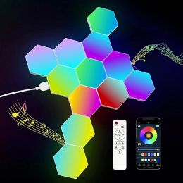 10pcs App Remote Control Rgb Led Hexagonal Indoor Wall Lamp Night Light Computer Game Room