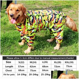 Dog Apparel Large Clothes Raincoat Waterproof Suits Rain Cape Pet Overalls For Big Dogs Hooded Jacket Poncho Jumpsuit 6Xl Drop Deliv Dhis3