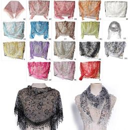 Scarves Women Lace Sheer Floral For Triangle Veil Mantilla Scarf Shawl Wrap Tasse