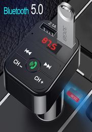 Car Bluetooth 5.0 FM Transmitter Wireless Handsfree o Receiver Auto MP3 Player 2.1A Dual USB Fast Charger Car Accessories9420438