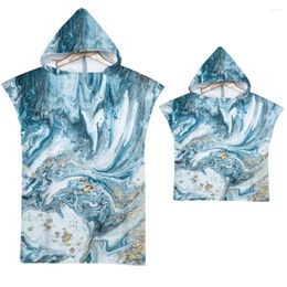 Towel Luxury Marble Beach Microfiber Quick Dry Gilding Hooded Cloak Wetsuit Adult Kid Parent-Child Poncho Bathrobe For Swim Surf