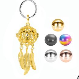 Key Rings Exquisite Birthstone Dream Catcher Net Cremation Jewellery Keepsake Memorial Urn Pendant Accessories Keychain For Women And Otmne