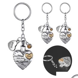 Key Rings Heart Ring With Love And Birthstone Pendant Keychain Cremation Urn For Ashes Jewellery Gift To Men Women - In My Drop Deliver Otqs8