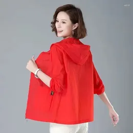 Women's Jackets 2024 Spring Summer Hooded Trench Loose Korean Fashion Coats Thin Light Windbreaker Clothing