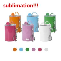 3oz Sublimation Straight Tumbler with Keychain shot glass Blank Stainless Steel decoration DIY skinny tumbler Beer Coffee Mugs 0207