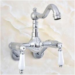 Bathroom Sink Faucets 360 Swivel Chrome Basin Mix Tap Bathtub Dual Handles Wall Mounted Kitchen Mixer Faucet 3-3/8 Nqg204 Drop Deliv Dhslr