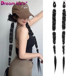 Long Synthetic Bubble Warp Around Ponytail Extention Elastic Boxbraid Twist for Women Rope Rubber Band Braid Hair Horsetail 240122