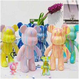 Arts And Crafts Diy Fluid Bear Scpture Handmade Painting Violence Model Bears White Body Bearbrick Doll Home Room Drop Delivery Garde Dhq8U