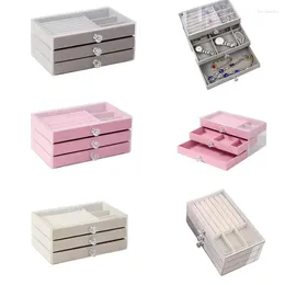Jewellery Pouches Three Layer Tray Display Stand Bracelets/Necklaces/Bangles Holder Transparent Drawer Storage Box
