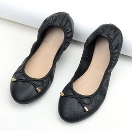 Women Leather Breathable Ladies Comfortable Ballet Flats Fashion Slip On Shallow Loafers Office Flat Boat Shoes Sapatos Feminino 240202