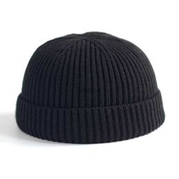 Beanie/Skull Caps Men Women Keep Warm Knitted Hat Fall Winter Skullcap Sailor Docker Beanie Fisherman Cuff Brimless Cap Comfy Trendy Style YQ240207