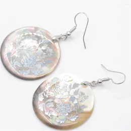 Dangle Earrings 2 Colour Fashion Natural Abalone Shell Round Pendant Accessories Souvenirs For Women's Birthday Gift Y663