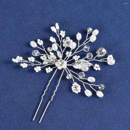 Hair Clips Bridal Headdress Handmade Flower Pearl U-shaped Fork Wedding Dress Accessories Pins Jewellery Headwear