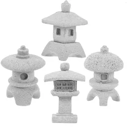 Garden Decorations 4 Pcs Mini Pagoda Statue Miniature Model Models Scenery Landscape Pavilion Decor Gardening Ornament Porch