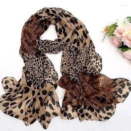 Scarves Women Chiffon Scarf Leopard Print Thin Style Fashion Large Shawl Lady Seaside Beach Towel Foulard 160 70cm