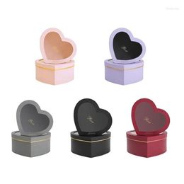 Gift Wrap 2Pcs Heart Shaped Flower Box Floral Boxes With Transparent Window Lids Luxury Style Arrangements Valentines Day Drop Deliv Dhsg4