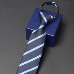 Bow Ties Brand Men's 8CM Wide Zipper Tie High Quality Business For Men Formal Dress Shirt Necktie Classical Striped Neck