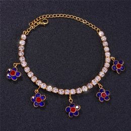 Cute Girls Ankle Bracelet Luxury Fashion Rhinestone Anklet FlowerShell Charms Dance Party Beach Jewelry for Women 240125