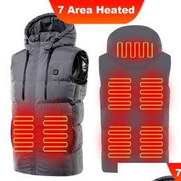 Men'S Vests E-Baihui 7 Areas 9 Zone Heated Hooded Vest Electric Heat Intelligent Warm Clothes Asian Size Men Heating Jacket Body War Dhqpp