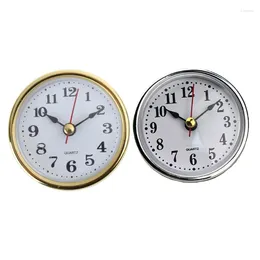 Table Clocks Mini Clock Insert 2-1/2Inch 65mm Round Movement White Face Golden/Silver Tone Arabic Numerals Head