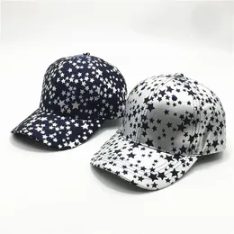 Ball Caps Geebro Outdoor Sport Cotton Baseball Cap Silver Stars Printe Adjustable Men Women Fashion Hip Hop Adult Hat Sun