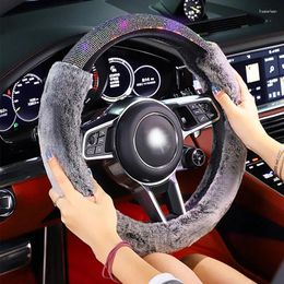Steering Wheel Covers Crystal Auto Car Plush Diamond Handlebar Cover Fit For Women Ladies Girls Interior Accessories Styling