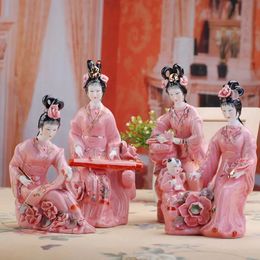 Chinese Jingdezhen Classic Ladies Ceramic Ornaments Home Room Desk Porcelain Figurines Crafts Cabinet Store Sculpture Decoration 240123