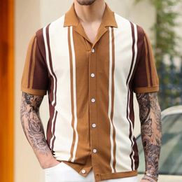 Men's Polos 2024 Summer Clothing Men Casual Business Knitted Lapel Polo Shirts Male Fashion Patchwork Contrast Colour Knitwear T-shirts