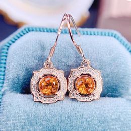 Dangle Earrings Natural Real Citrine Drop Earring Square Style 6 6mm 1ct 2pcs Gemstone 925 Sterling Silver Per Jewellery Fine J23972