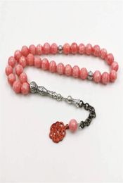 Strands Natural Pink Jaspers Tasbih Muslim stone rosary Islamic misbaha Turkey Fashion 33 prayer beads bracelet S arabic Eid gift7027952