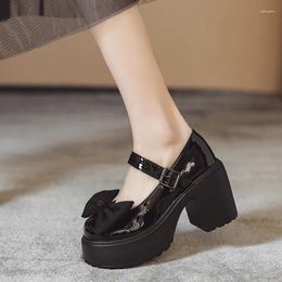Dress Shoes 2024 Women's Spring And Autumn Casual Versatile High Heel Small Leather Bow Tie Big Head