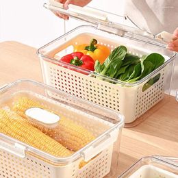 Storage Bottles Refrigerator Preservation Box Drain Basket Containers Sealed Vegetable And Fruit Food Kitchen Organiser