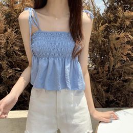 Women's Tanks Vest Spring Fashion Casual All-Match Tube Top Design Rope Tied Shoulder Strap