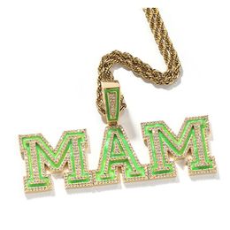 Collane con ciondolo Nome personalizzato Olio Regar Script Lettere Collana per uomo Donna Regali Cubic Zirconia Gioielli Hip Hop Consegna a goccia Pend Dhlit