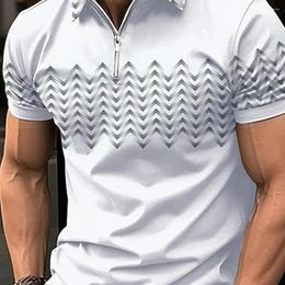 Men's Polos Plus Size Men Shirt Summer Top Zipper Sweatshirt Korean Short Sleeves Pullover Slim Colour Matching Casual