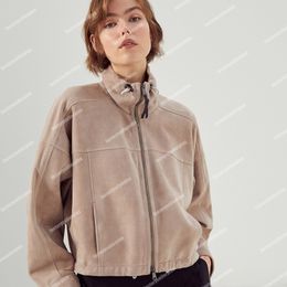 Дизайнерские женские куртки Coats Brunello с длинным рукавом мода -молния повседневная замшевая куртка