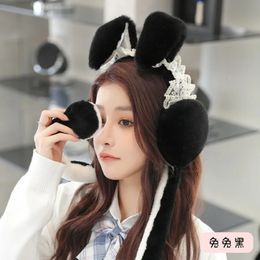 Warm earmuffs womens cute TikTok ear cover plush rabbit ears will move the ears to warm the ears folding ear bags in winter240125