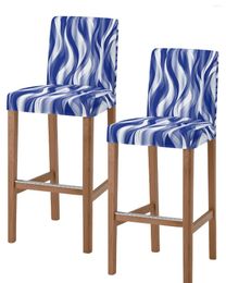 Chair Covers Abstract Gradient Distorted Blue High Back 2pcs For Kitchen Elastic Bar Stool Slipcover Dining Room Seat Cases