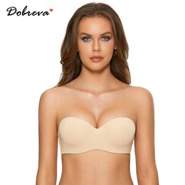 DOBREVA Womens Strapless Bra Push up Padded Plus Size Seamless Underwired Convertible Underwear Bandeau Bras DD 240201