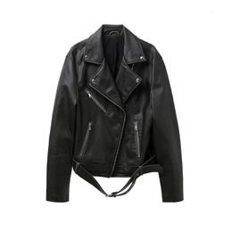 ZVRI ladies vintage do old washed leather imitation leather locomotive type PU jacket women's coat top 240122