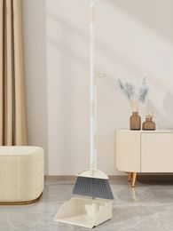 WORTHBUY Long Handle Broom With Dustpan Home Floor Garbage Cleaning Brooms Sweeping Brush For Dust Hair Accessories 240123