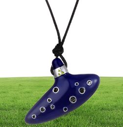 New Legend of Zelda Ocarina Necklace Blue Green red Enamel Musical Instruments Ocarina Shape Pendant Chains Fashion Jewellery KKA8132634226