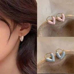 Stud Earrings French Metal Heart Ear Buckle Light Luxury And Simple Fashion Jewelry For Women