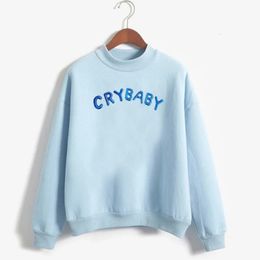 Womens Sweatshirt Cry Baby Hoodie Women Funny Kawaii Pink Sweatshirt Long Sleeve Pullovers Warm Coats Harajuku Streetwear 240125